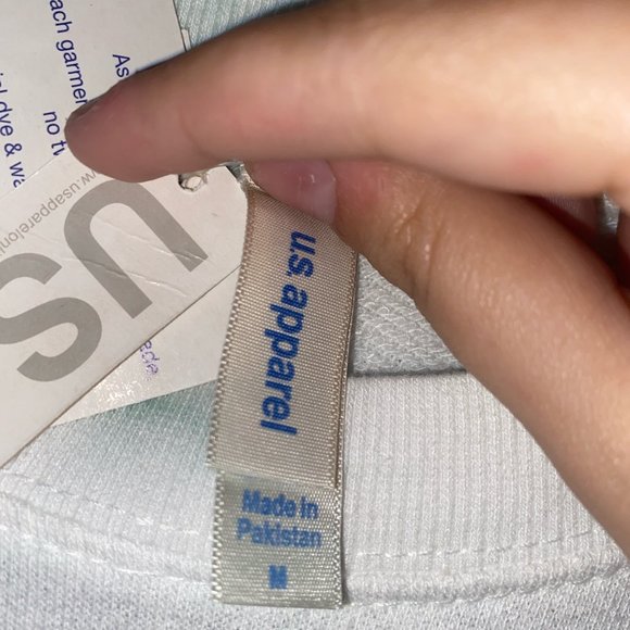 U.S. Apparel Teal and White Tree Miramar Beach Florida Tie Dye Cropped T-Shirt - Picture 3 of 3